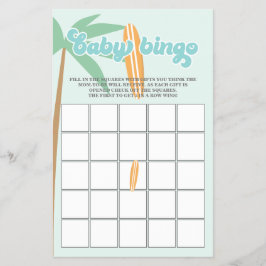 Baby an Bord Surfbrett Kinderdusche Bingo Flyer