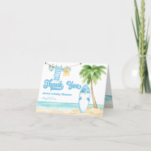 Baby an Bord Surfbrett Kinderdusche Dankeskarte