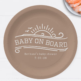 Baby an Bord Surfbrett Neutrale Babydusche Pappteller