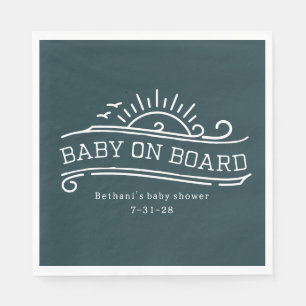 Baby an Bord Surfbrett Slate Blue Baby Dusche Serviette
