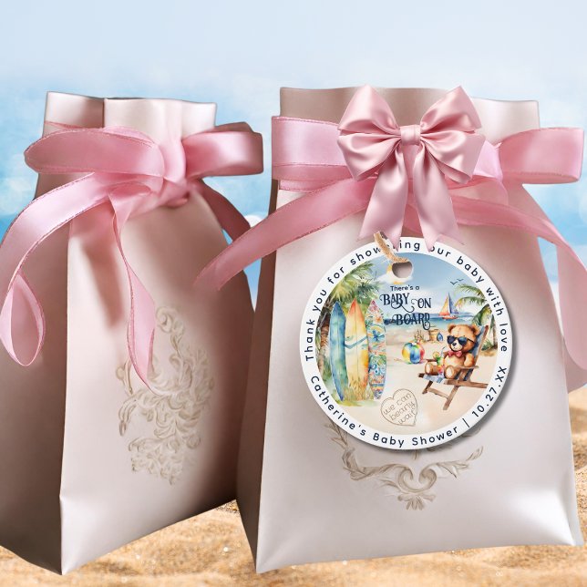 Baby an Bord Surfbrett Teddy Bear Baby Dusche Geschenkanhänger (Von Creator hochgeladen)