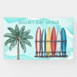 Baby an Bord Surfen Aquamarine Babydusche Banner