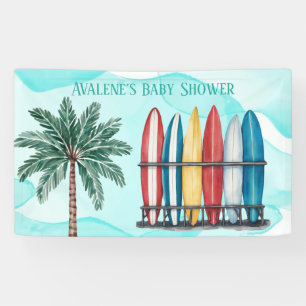 Baby an Bord Surfen Aquamarine Babydusche Banner
