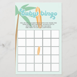 Baby an Bord Surfen Baby Shower Bingo Flyer