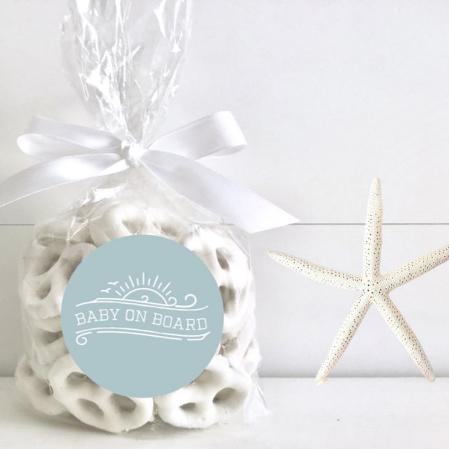 Baby an Bord Surfen Blue Baby Dusche Runder Aufkleber (Von Creator hochgeladen)