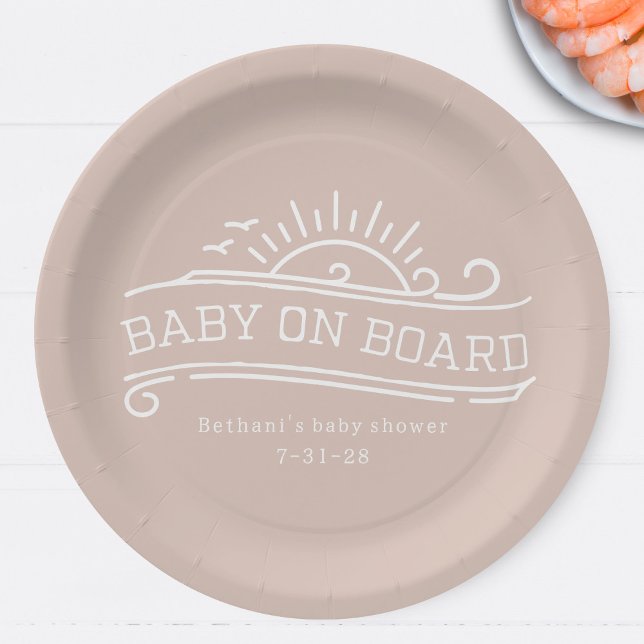 Baby an Bord Surfen Pink Baby Dusche Pappteller (Von Creator hochgeladen)