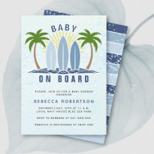 Baby an Bord Surfen Splash Blue Baby Boy Dusche