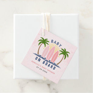 Baby an Bord Surfen Spritzen Rosa Mädchen Dusche Geschenkanhänger
