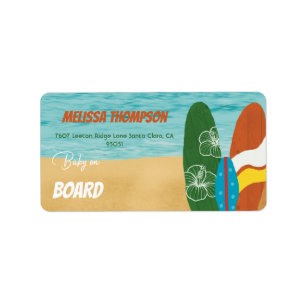 Baby an Bord Surfen Tropical Beach Baby Dusche Adressaufkleber