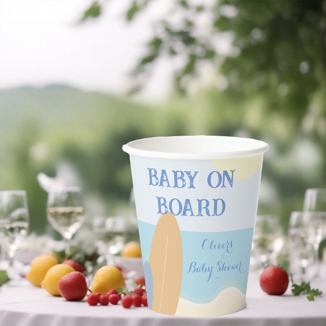 Baby an Bord Surfing Beach Baby Dusche Pappbecher (Von Creator hochgeladen)
