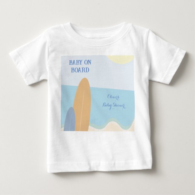 Baby an Bord Surfing Beach Baby Dusche T-shirt (Vorderseite)
