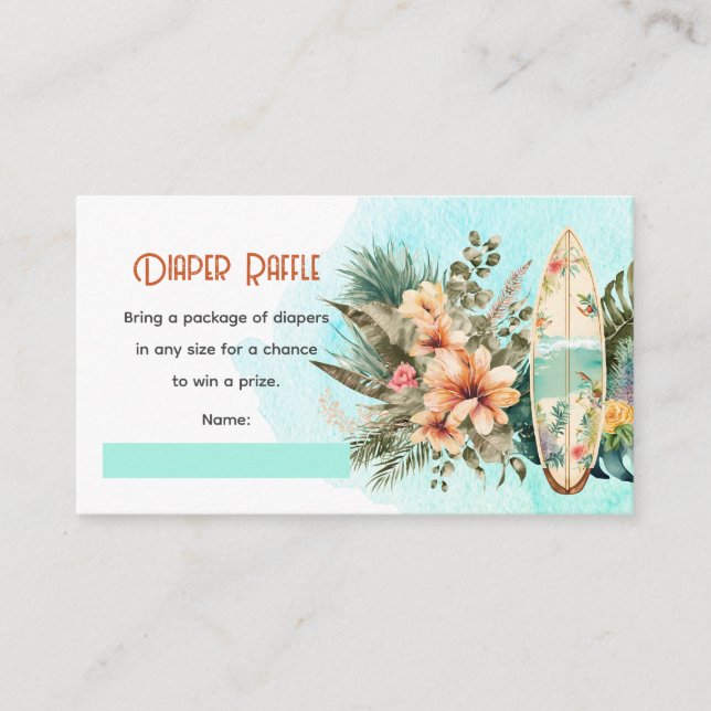 Baby an Bord Tropical Baby Dusche Windelwanne Begleitkarte (Vorderseite)