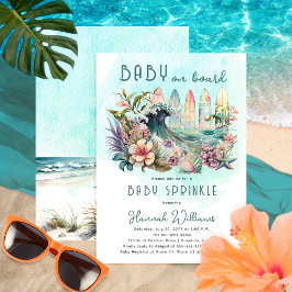 Baby an Bord Tropical Surf Floral Baby Sprinkle Einladung