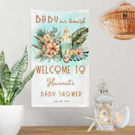 Baby an Bord Tropical Surf Neutral Baby Dusche Banner