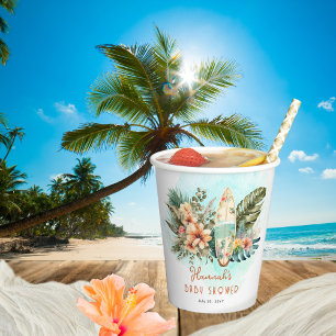 Baby an Bord Tropical Surf Neutral Baby Dusche Pappbecher