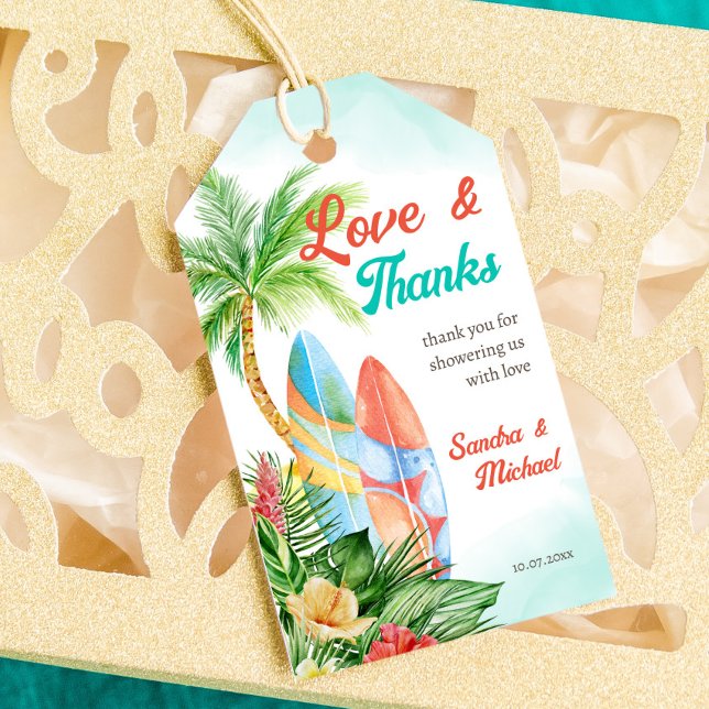 Baby an Bord Tropical surfbaby Dusche danke Geschenkanhänger (Von Creator hochgeladen)