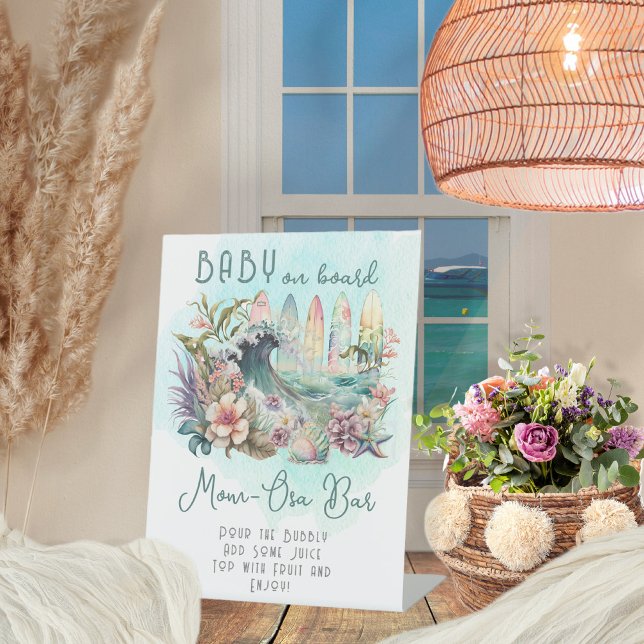 Baby an Bord Tropical Surfing Mama-Osa Bar Sockelschild (Von Creator hochgeladen)