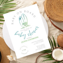 Baby an Bord Wasserfarben Surfbrett Babydusche