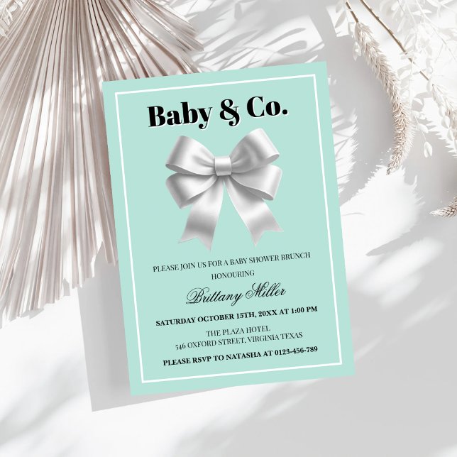 Baby and Co. Silver Bow Baby Dusche Einladung (Von Creator hochgeladen)