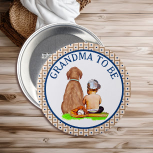 Baby and Dog Baseball Baby Dusche Oma zu sein Button