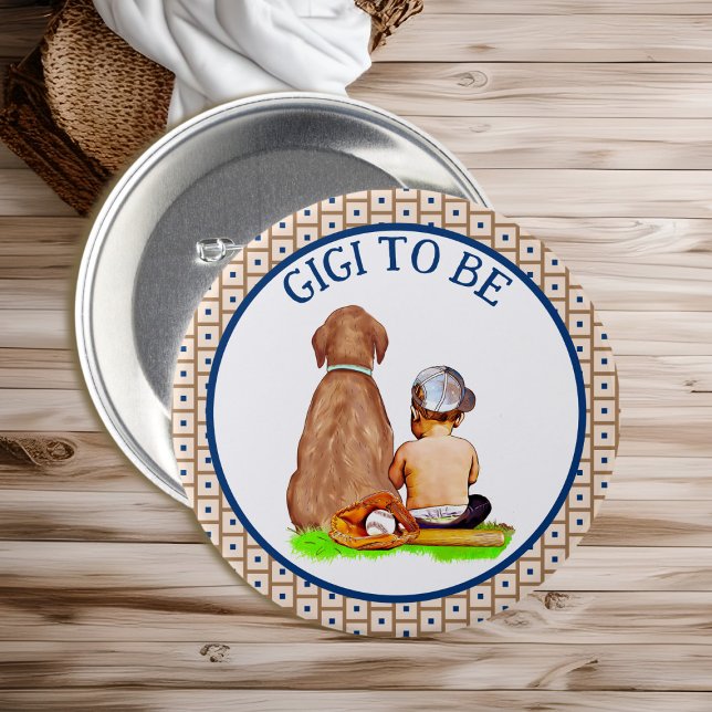 Baby and Dog Baseball Baby Duschvorrichtung Button (Von Creator hochgeladen)