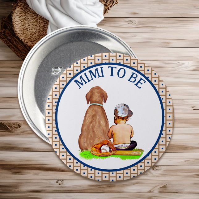 Baby and Dog Baseball Baby Showmimi zu sein Button (Von Creator hochgeladen)