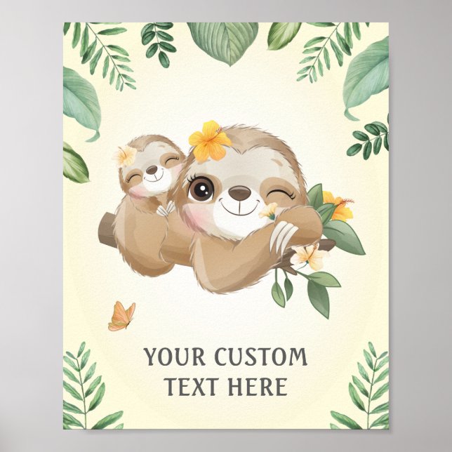 Baby and Mommy Sloths Baby Dusche Sprinkle Kinderz Poster (Vorne)