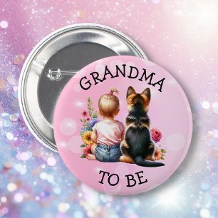 Baby and Puppy Grandma zu Baby Dusche Button