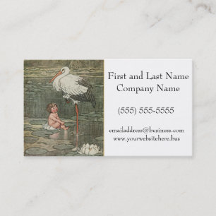 Baby and Stork Vintag Retro Kindermädchen Visitenkarte