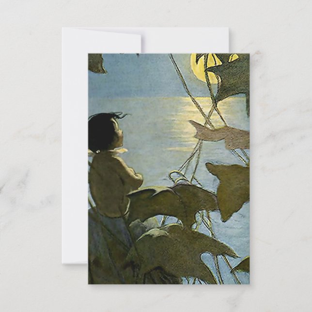 "Baby and the Moon" von Jessie Willcox Smith Dankeskarte (Vorderseite)