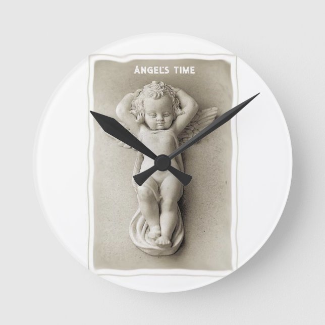 Baby Angel Clock Runde Wanduhr (Vorderseite)