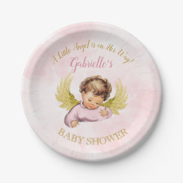 Baby Angel Girl Pink Gold Kleiner Engel auf ihrem  Pappteller