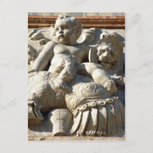 Baby Angel & Lion Skulptur Postkarte