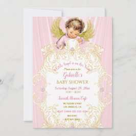 Baby Angel Pink Gold Girl Einladung