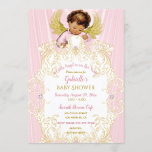 Baby Angel Pink Gold Girl Ethnic Einladung