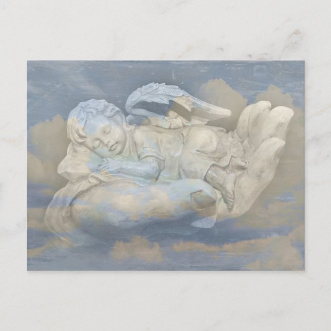 Baby Angel Wings Schlafen in Gottes Hand Postkarte (Vorderseite)