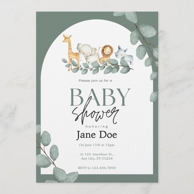 Baby Animal Baby Shower Invitation Einladung (Vorderseite)