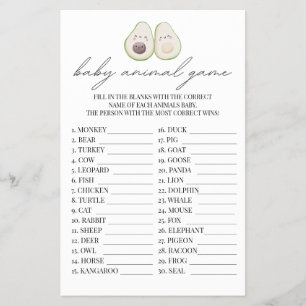 Baby Animal Game Avocado Holy Guacamole Dusche Flyer