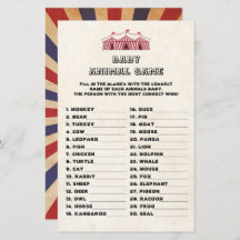 Baby Animal Game Circus Karneval Retro Baby Dusche