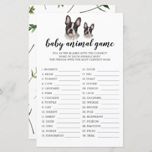 Baby Animal Game French Bulldog Babydusche BW