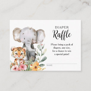 Baby Animal Jungle Safari Diaper Raffle Begleitkarte