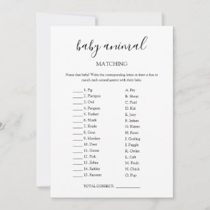 Baby Animal Matching Game Card Einladung