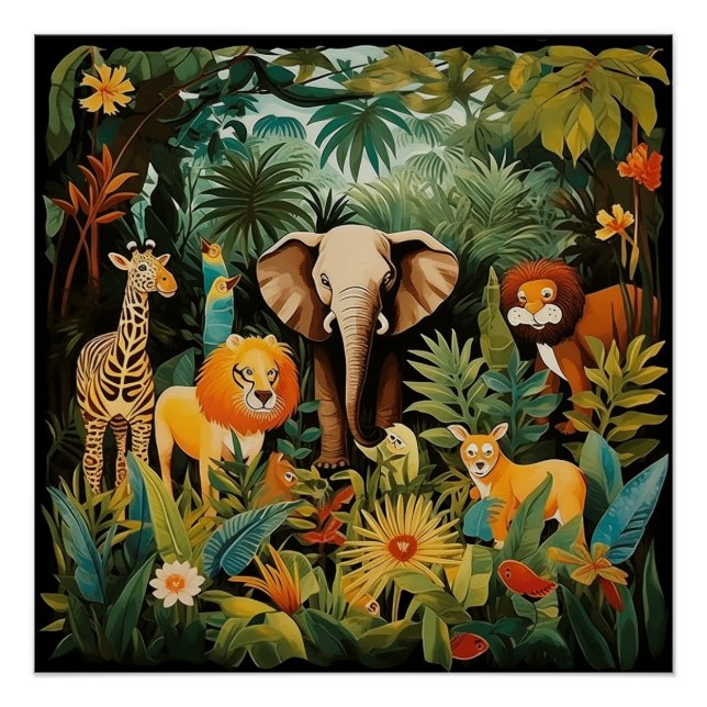 Baby Animal Safari Print für ein Kinderzimmer Poster (Vorderseite)