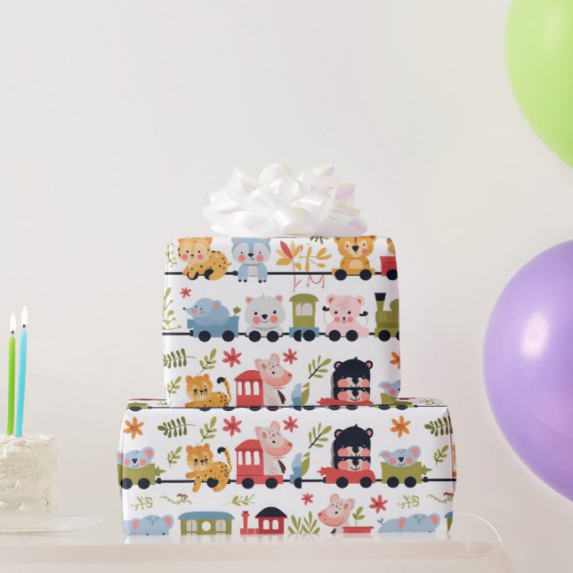 Baby Animal Train Geschenkpapier (Partygeschenke)