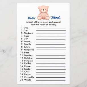 Baby Animals Baby Boy Shoy Paper Sheet