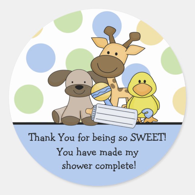 Baby Animals Baby Dusche Vielen Dank Sticker (Vorderseite)