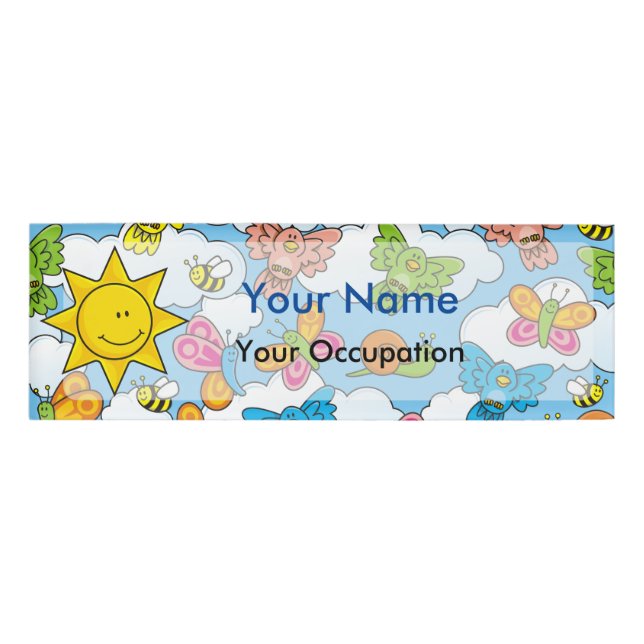Baby Animals Backgroun Namenschild (Vorderseite)