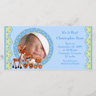Baby Animals FOTO Boy Birth Ankündigung