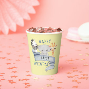 Baby Animals Happy Birthday Paper Cup Pappbecher