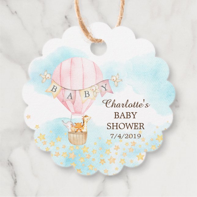 Baby Animals Hot Air Ballon Rive Gefallen Geschenk Geschenkanhänger (Rückseite)